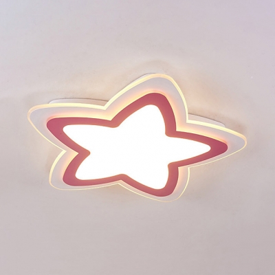 Lovely Blue/Pink Star Flushmount Nordic Style Acrylic LED Flush Light Fixture for Baby Room