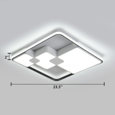 White Block Surface Mount LED Light Modern Design Metallic Flush Ceiling Light for Dining Room