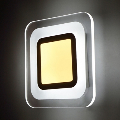 Square Disc LED Wall Mount Fixture White Acrylic Shade Sconce Lighting for Hallway Corridor