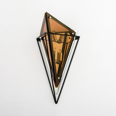 2 Lights Prism Sconce Light Traditional Amber/Natural Ash Crystal Wall Light for Foyer