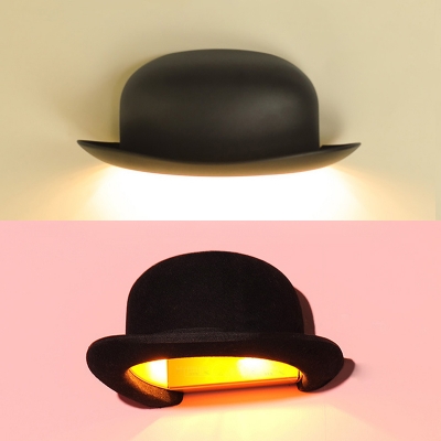 Waterproof Wall Sconce with Hat Shape 1 LED Wireless Landscape Lighting for Front Door in Black