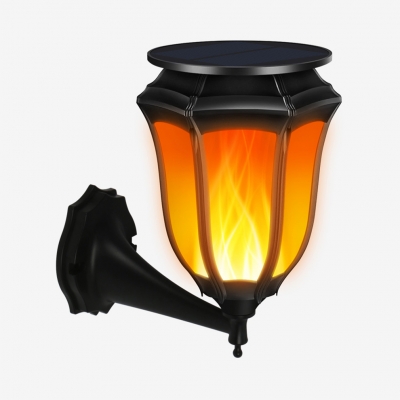 

Lantern Solar Wall Light with Flame Water-Resistant Wall Light in Black for Front Door Stair, HL512084