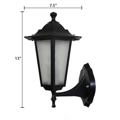 Vintage Lantern Sconce Light Outdoor Waterproof LED Security Lighting with Frosted Glass in Bronze/Black