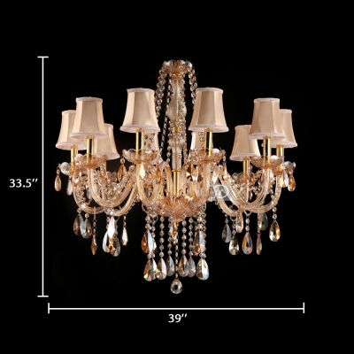 6/8/10 Lights Tapered Ceiling Light Classic Clear Gold Crystal Hanging Chandelier with 19.5