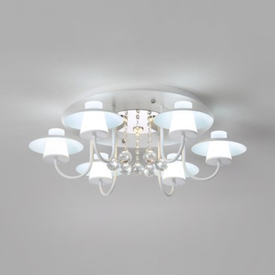 Black/White Tapered Semi Flush Light with Crystal Traditional Acrylic LED Semi Ceiling Fixture for Dining Room