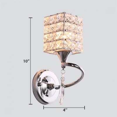 Contemporary Style Rectangle Sconce Light Clear Crystal Single Light Wall Light Fixture for Hallway