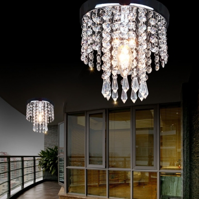 Dining Room Chandelier Clear Crystal Contemporary Nickel Flush Ceiling