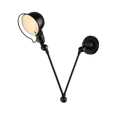 Industrial Swing Arm Dome Wall Light 11.81 inch Long Adjustable 1 Light Metal Sconces in Black