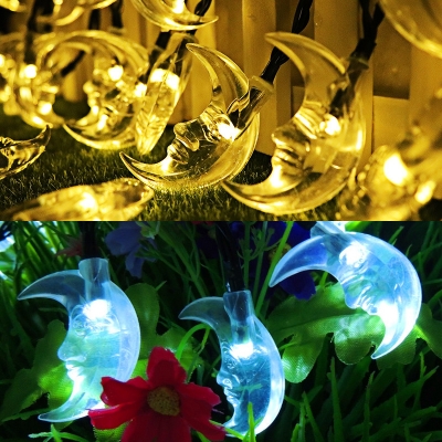 Pack of 1 Solar Fairy Lights 20 LED Decorative Wall String Lights with Moon Design