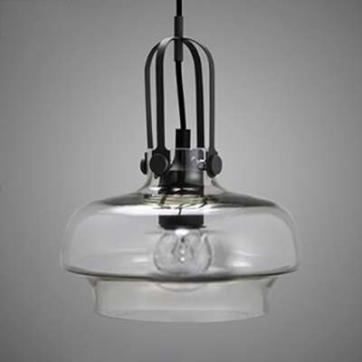 Single Light Pendant Lamp with Adjustable Cord Industrial Glass Hanging Light Fixture for Dining Room