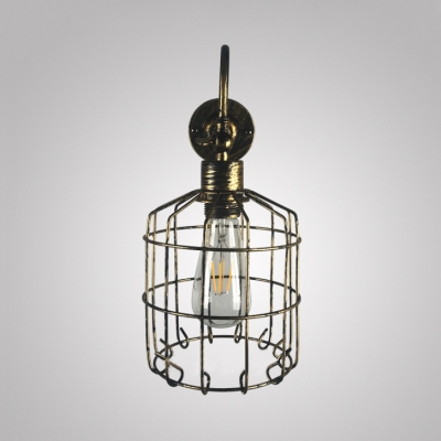 

Basket Cage Sconce Light Vintage Single Light Metal Wall Light in Gold/Rust for Living Room, HL514775