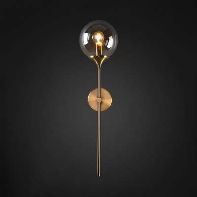 Industrial Globe Sconce Light Single Light Metal Wall Lamp in Gold for Dining Room
