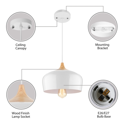 Large Pendant Light In Designer Style Aluminum Bowl