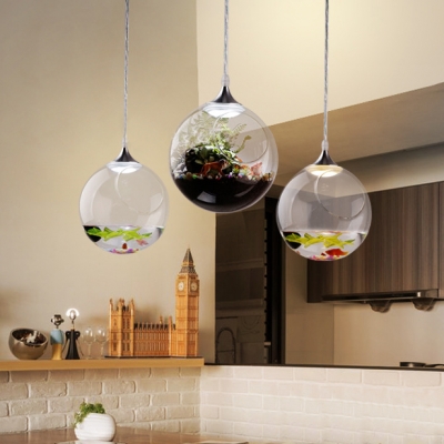 Living Room Globe Hanging Pendant Light Open Glass Rustic LED Hanging Ceiling Lights with 39