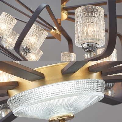 Metal Rectangle Ceiling Fixture Contemporary Semi-Flush Light with Clear Crystal in White