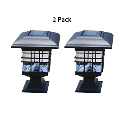 1/2 Pack LED Post Lamp Pathway Courtyard Waterproof Solar Post Lantern in White/Warm