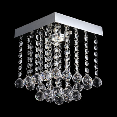 1 Light Rectangular Ceiling Light Modern Clear Crystal Chandelier In