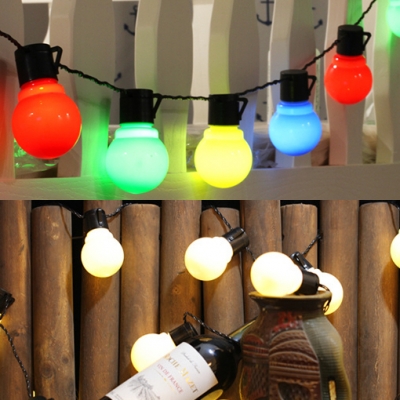 8ft Round Bulb String Lights 10 Lights Water-Resistant Vintage LED Fairy Lights with Plug-In Cord