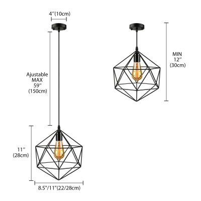 Cage Style Diamond Shape Indoor Mini Hanging Pendant