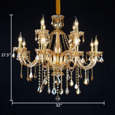 Candle Hanging Chandelier Living Room 6 Lights Modern Chandelier with 12