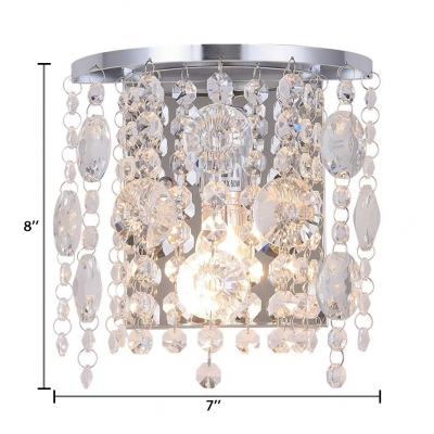 Clear/Amber Crystal Sconce Lighting Single Light Antique Style Wall Lamp, L:7in W:5in H:8in