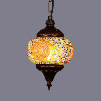 Colorful Orb Hanging Lamp Bedroom Single Light Moroccan Glass Pendant Light Fixture