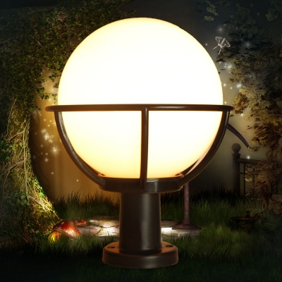 Pack of 1 Waterproof Post Light Fixture White Globe Shape LED Post Lighting for Garden