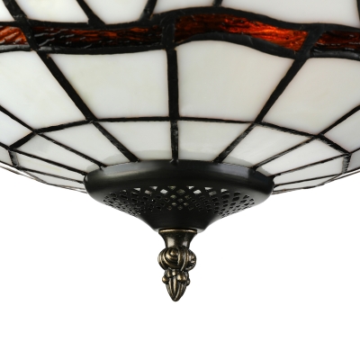 Rust Tiffany Flush Mount Light with Hollow-Out Bottom
