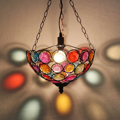 Single Light Domed Shape Pendant Lamp Antique Multi Color Crystal Pendant Lighting for Dinging Room