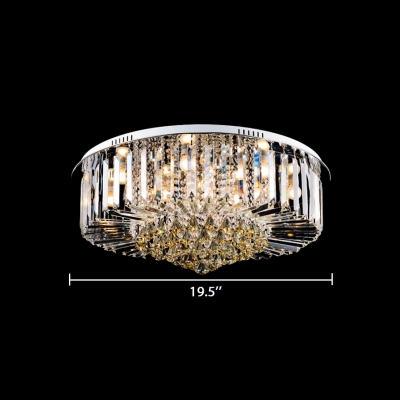 Vintage Style Flush Mount Lighting Clear and Amber Crystal Multi Lights Ceiling Light Fixture for Living Room