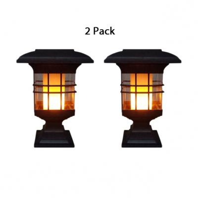 1/2 Pack Flame Post Lantern Outdoor Waterproof LED Solar Powered Post Light Fixture