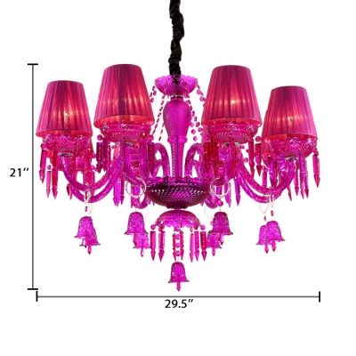 Candle Chandelier Dining Room 8 Lights Antique Chandelier Light with Adjustable Cord in Purple
