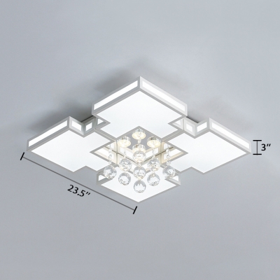 Bedroom Square Ceiling Pendant Acrylic Contemporary White Ceiling Flush Mount Light