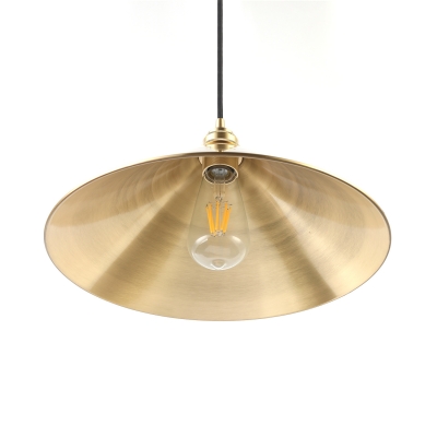Brass Conical Pendant Lighting with Hanging Cord Metal Rustic 1 Light Suspended Lamp