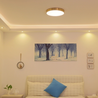 Brass Round Flush Light with Acrylic Shade 1 Light Art Deco Flush Mount Lighting for Living Room