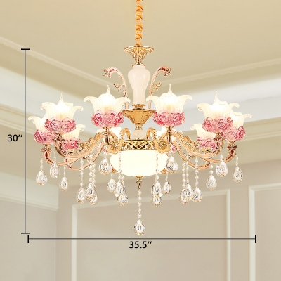Classic Flower Wall Lamp Clear Crystal 6/8/10/12/15 Lights Gold Sconce for Living Room