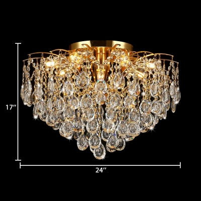 Crystal Chandelier Lighting Living Room 5/6/8 Lights Modern Style Pendant Light in Gold