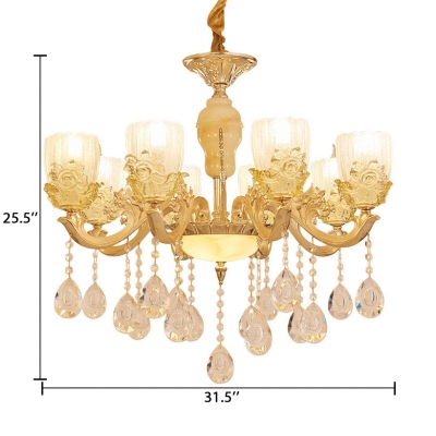Gold Candle Sconce Light 6/8 Lights Traditional Clear Crystal Wall Lamp for Dining Room
