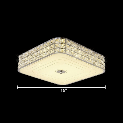 Living Room Square Flush Mount Lighting Clear Crystal Modern Style Ceiling Light Fixture, Third Gear