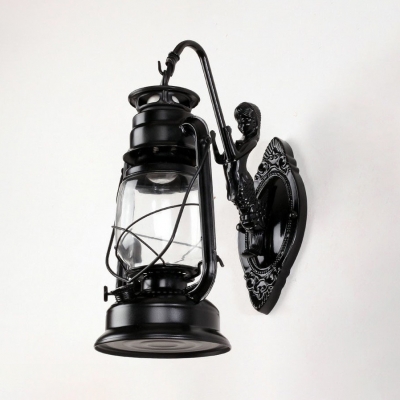 Metal Kerosene Sconce Light Single Antique Wall Lamp in Black/Copper/Bronze for Kitchen