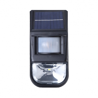 1 LED Solar Powered Lights Outdoor Fence with Motion Sensor Stainless Steel Security Lights in Black