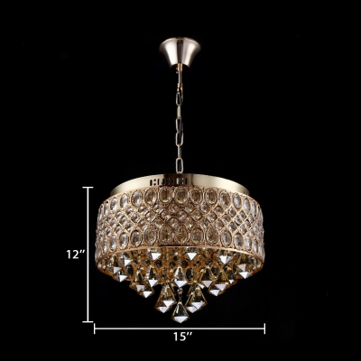 Bedroom Round Canopy Adjustable Chandelier Clear Gold/Silver Crystal Modern Light Fixture with 12