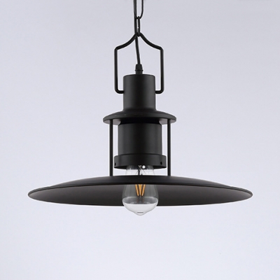 Black Saucer LED Suspended Light Fixture Antique Metal Pendant Light with 16