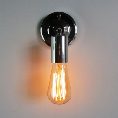Chrome Open Bulb Sconce Light Single Light Antique Metal Wall Light for Hallway Kitchen