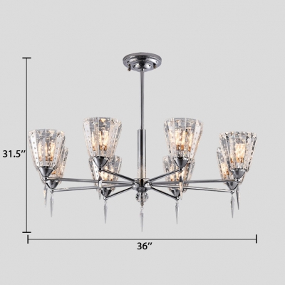 Contemporary Clear Crystal Hanging Chandelier 3/5/8 Lights Nickle Ceiling Pendant for Living Room