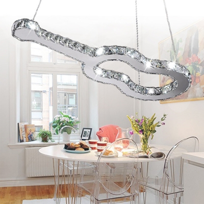 Guitar Design Hanging Chandelier Bedroom Modern Pendant Lamp with Clear/Amber Crystal Decoration