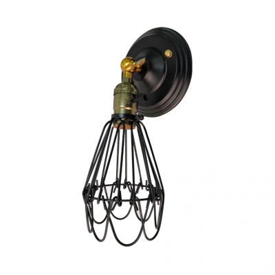 Metal Caged Wall Light Fixture Single Light Antique Wall Sconce for Restaurant Bar