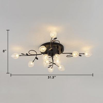 Metal Sputnik Semi-flush Mount 8/12/16/20 Lights Contemporary Ceiling Pendant in Black/Gold