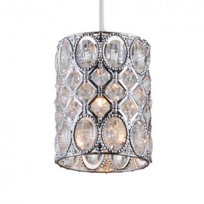 Modern Pendant Lighting for Dining Room, Clear Crystal Adjustable Cylinder Pendant Lighting in Nickle with 39
