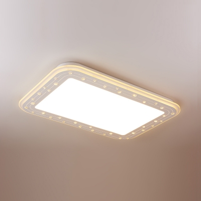 Rectangle Living Room Flush Light Acrylic Contemporary LED Ceiling Light Fixture in White/Warm